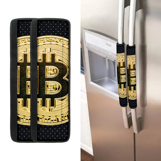 Gold Bitcoin Symbol Print Refrigerator Handle Covers