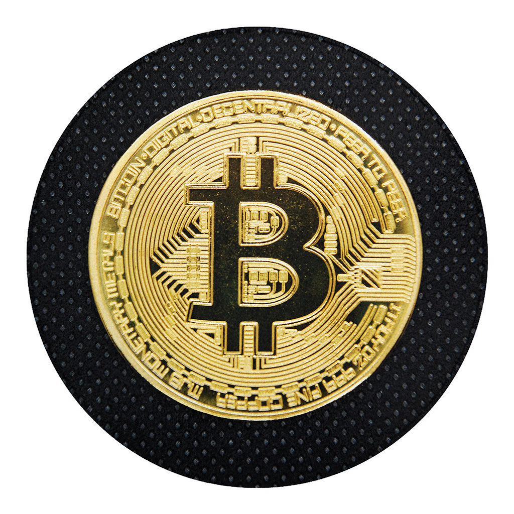 Gold Bitcoin Symbol Print Round Blanket