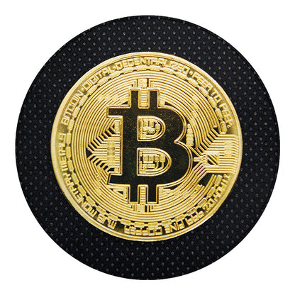 Gold Bitcoin Symbol Print Round Blanket