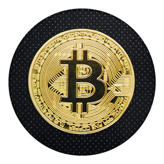 Gold Bitcoin Symbol Print Round Blanket