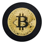 Gold Bitcoin Symbol Print Round Blanket