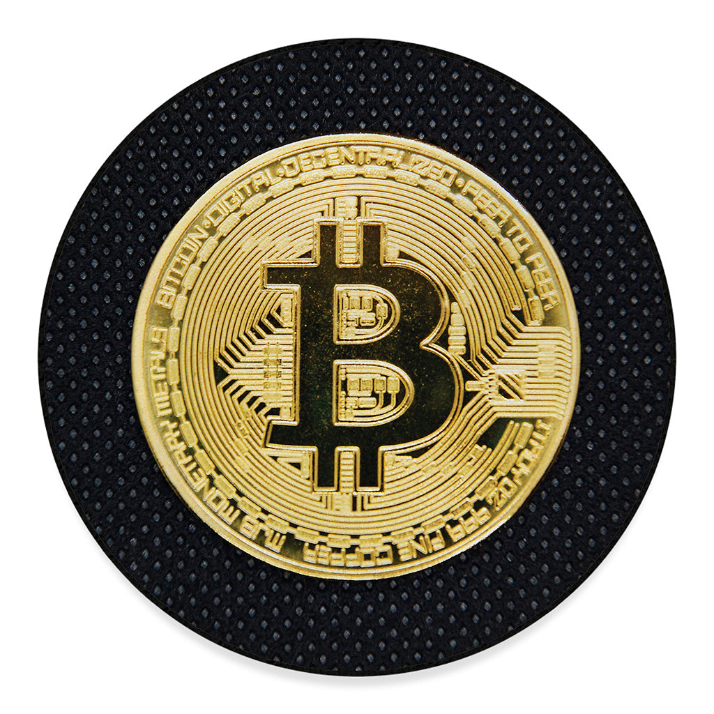 Gold Bitcoin Symbol Print Round Floor Mat