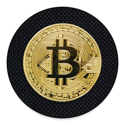 Gold Bitcoin Symbol Print Round Floor Mat