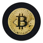 Gold Bitcoin Symbol Print Round Floor Mat