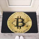 Gold Bitcoin Symbol Print Rubber Doormat
