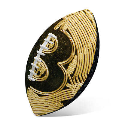 Gold Bitcoin Symbol Print Rugby Ball
