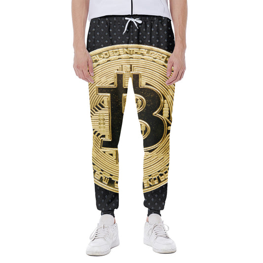 Gold Bitcoin Symbol Print Scuba Joggers