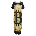 Gold Bitcoin Symbol Print Short Sleeve Long Nightdress