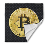 Gold Bitcoin Symbol Print Silk Bandana