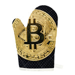 Gold Bitcoin Symbol Print Single Oven Mitt