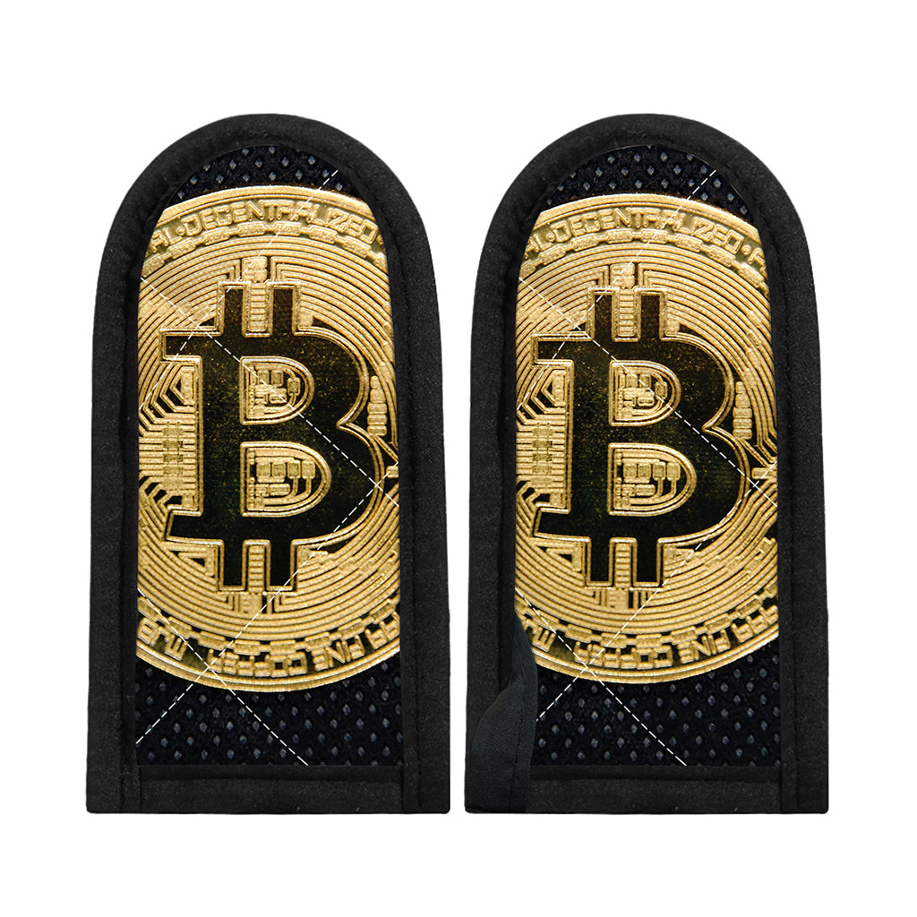 Gold Bitcoin Symbol Print Skillet Handle Cover