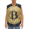 Gold Bitcoin Symbol Print Sleeveless Baseball Jersey