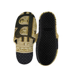 Gold Bitcoin Symbol Print Slippers