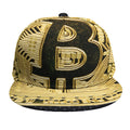 Gold Bitcoin Symbol Print Snapback Cap