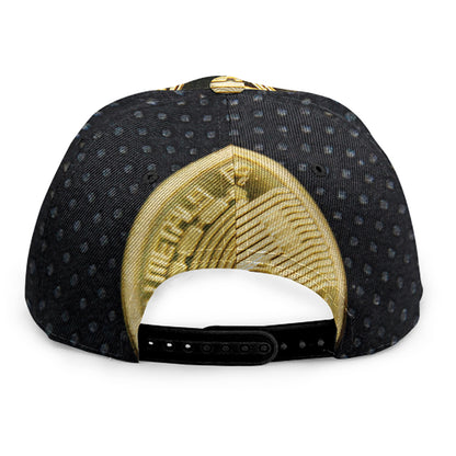 Gold Bitcoin Symbol Print Snapback Cap