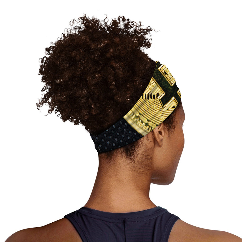 Gold Bitcoin Symbol Print Sports Headband