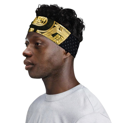 Gold Bitcoin Symbol Print Sports Headband