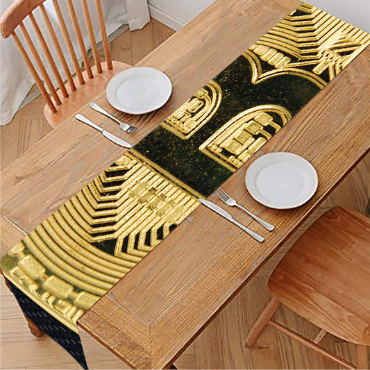 Gold Bitcoin Symbol Print Table Runner
