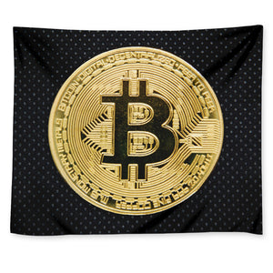 Gold Bitcoin Symbol Print Tapestry