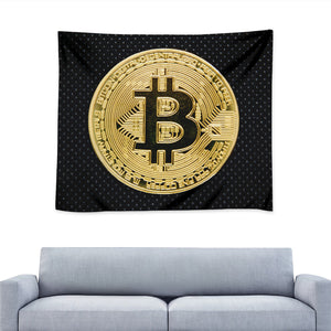 Gold Bitcoin Symbol Print Tapestry