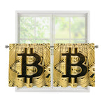 Gold Bitcoin Symbol Print Tier Curtains