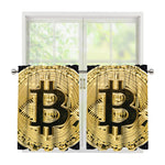 Gold Bitcoin Symbol Print Tier Curtains