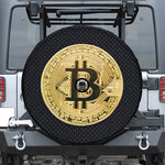 Gold Bitcoin Symbol Print Tire Cover With Camera Hole