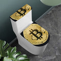Gold Bitcoin Symbol Print Toilet Lid And Tank Cover Set