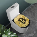 Gold Bitcoin Symbol Print Toilet Lid Cover