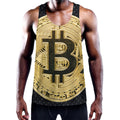 Gold Bitcoin Symbol Print Men's Workout Tank Top