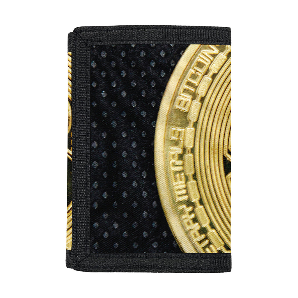 Gold Bitcoin Symbol Print Trifold Wallet