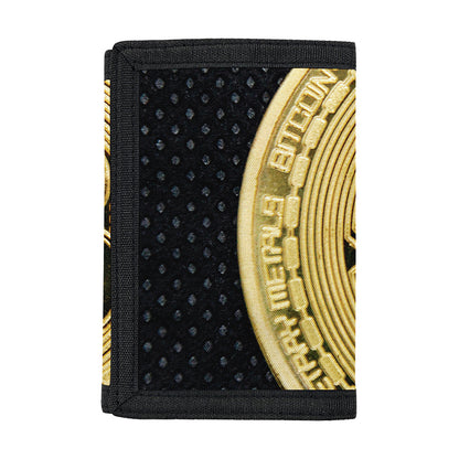 Gold Bitcoin Symbol Print Trifold Wallet