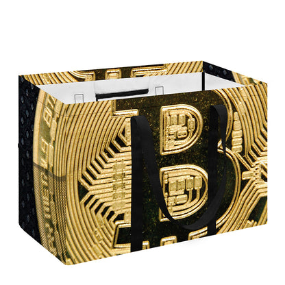 Gold Bitcoin Symbol Print Utility Tote Bag