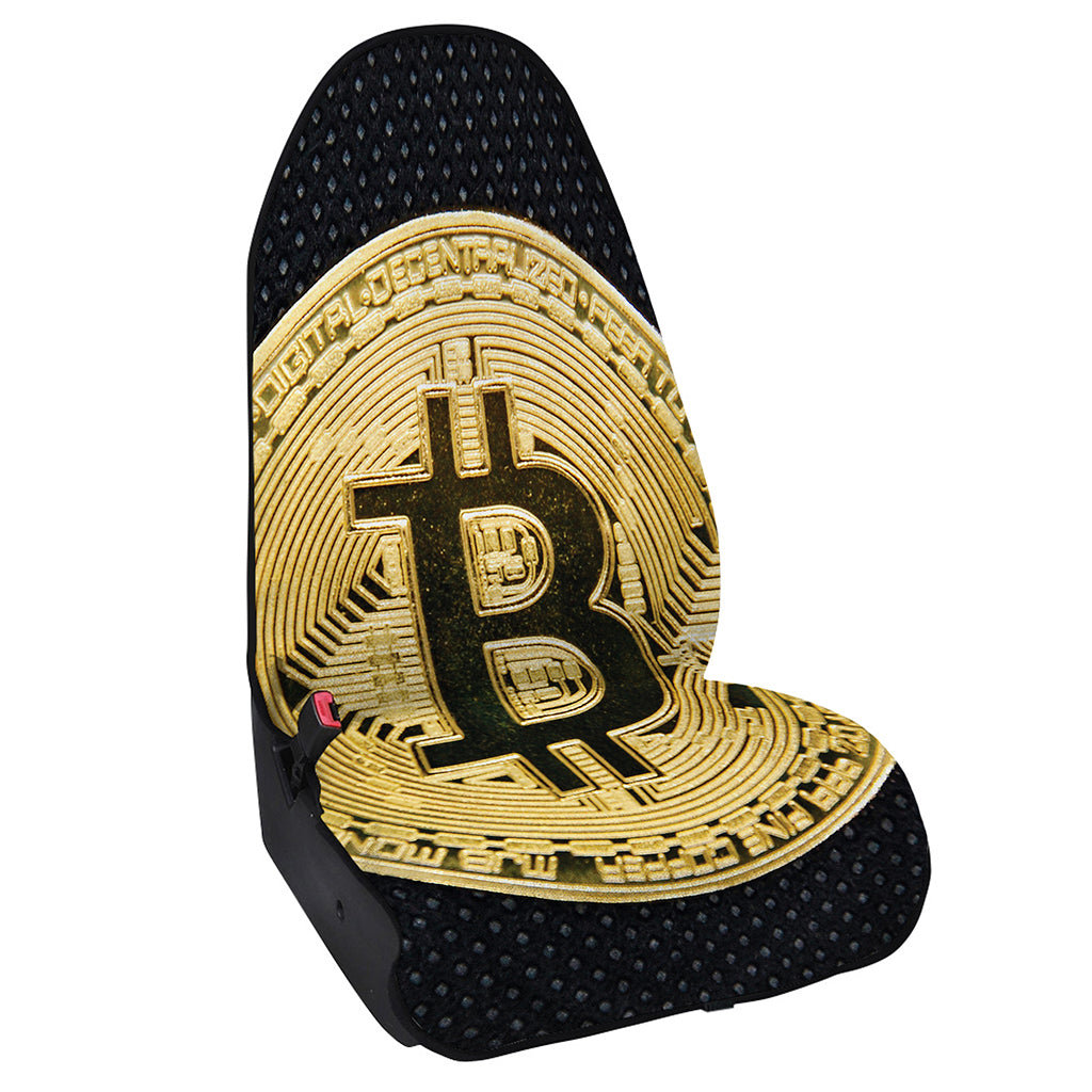 Gold Bitcoin Symbol Print Waterproof Car Seat Cover