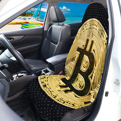 Gold Bitcoin Symbol Print Waterproof Car Seat Cover