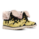 Gold Bitcoin Symbol Print Winter Boots