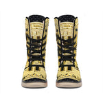 Gold Bitcoin Symbol Print Winter Boots