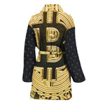 Gold Bitcoin Symbol Print Women's Bathrobe