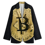 Gold Bitcoin Symbol Print Women's Blazer