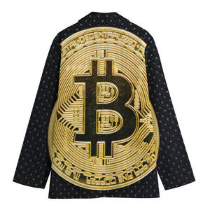 Gold Bitcoin Symbol Print Women's Blazer