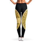 Gold Bitcoin Symbol Print Women's Leggings