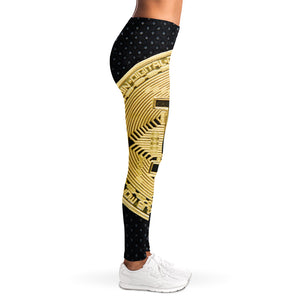 Gold Bitcoin Symbol Print Women's Leggings