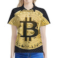 Gold Bitcoin Symbol Print Women's Polo Shirt