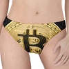 Gold Bitcoin Symbol Print Women's Thong