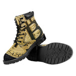 Gold Bitcoin Symbol Print Work Boots