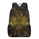 Gold Boho Dragonfly Print 17 Inch Backpack