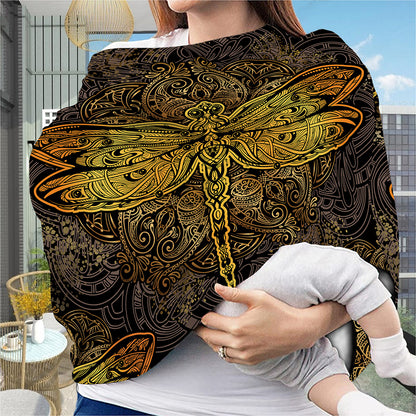 Gold Boho Dragonfly Print Baby Seat Cover