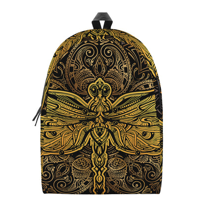 Gold Boho Dragonfly Print Backpack