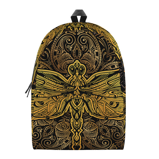 Gold Boho Dragonfly Print Backpack