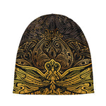Gold Boho Dragonfly Print Beanie